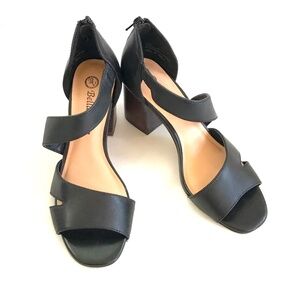 BELLA VITA Block Heel Sandals Black Leather Korrine Women’s Size 6.5